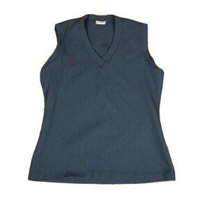 VINTAGE 70s WOMEN'S GRAY V-NECK TANK TOP - BEELINE FASHION - SIZE M - FLAWED